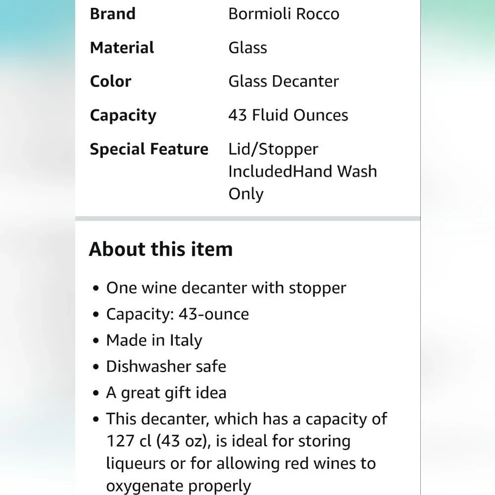 Bormioli Rocco Loto‎ Glass Wine Decanter
